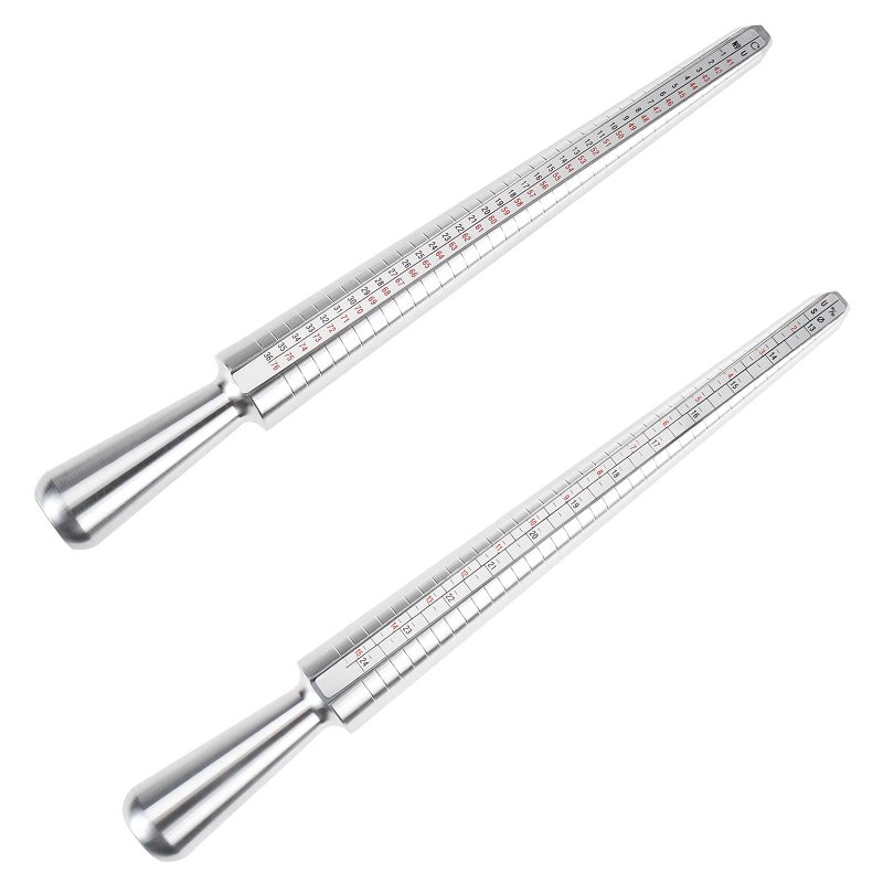 YaeKoo Jewelry Ring Mandrel Sizer Gauge Tools Set, Stainless Steel Ring Mandrel Rubber Hammer Measuring Stick Ring Size Gauge, 27 pcs Ring Sizer Gauge Circle Models and 2 pcs Cleaning Cloth (6 pcs) - Image 4
